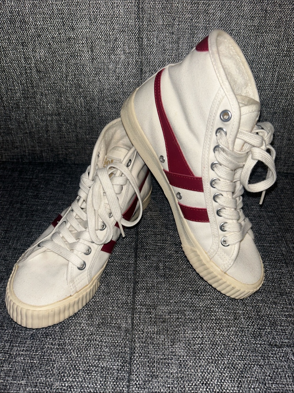 Gola High-Top Sneakers in White with Red Accents - Picture 8 of 8